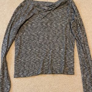 long sleeve grey v neck